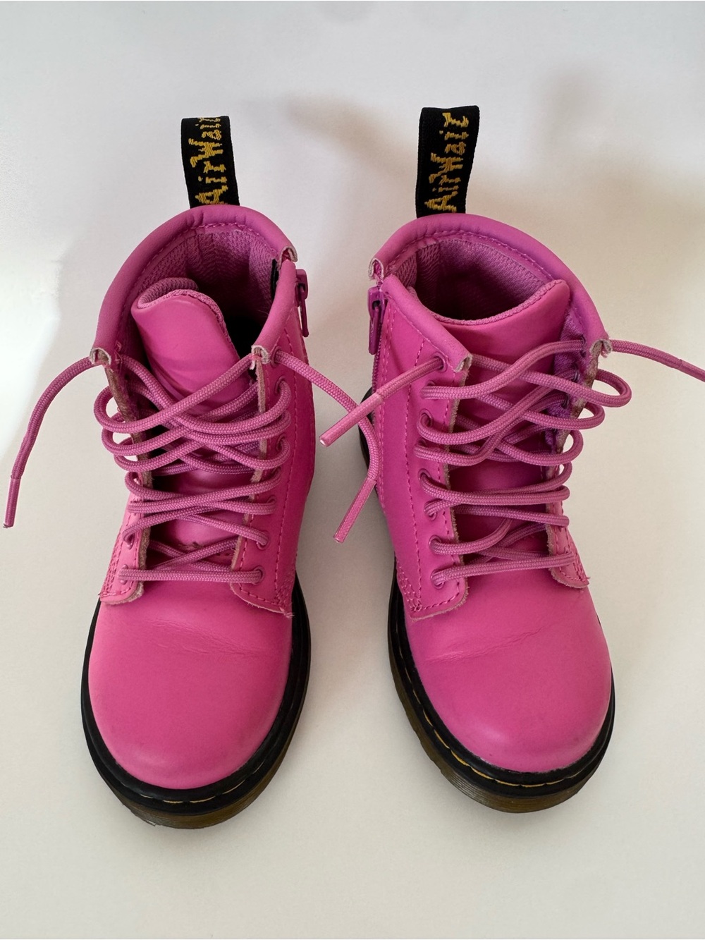 Dr. Martens Kids Hot Pink Lace-Up Combat Boots
